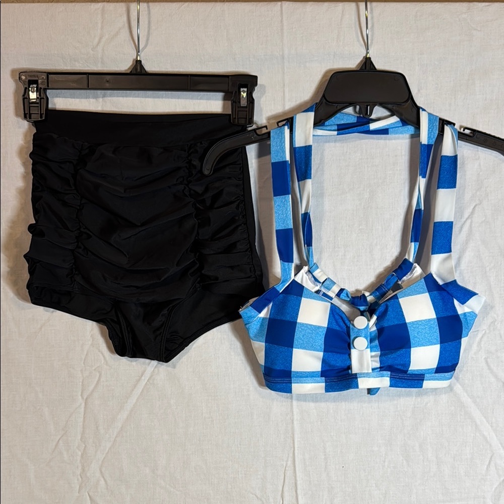 Blue Checkered Bikini Set - Small